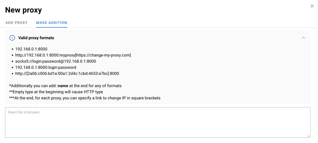 Add Mobile Proxy to Dolphin Anty Browser Dolphin Anty proxy configuration interface - Quick input with automatic field distribution for mobile proxies