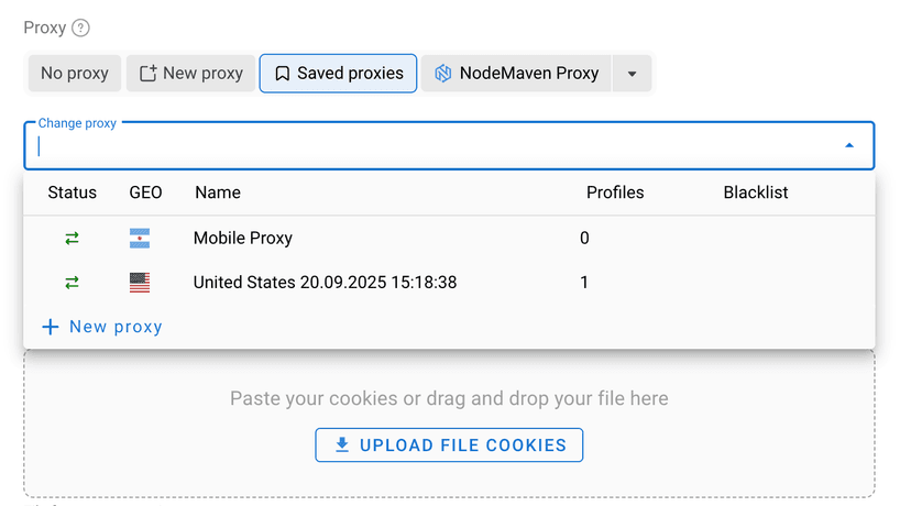 Saved Mobile Proxy Configuration in Dolphin Anty Dolphin Anty saved proxy configuration card - Mobile proxy credentials stored and verified for quick profile assignment